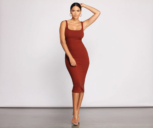 Need For Basics Charming Ribbed Midi Dress