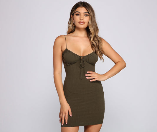 What's The Scoop Charming Ribbed Knit Mini Dress