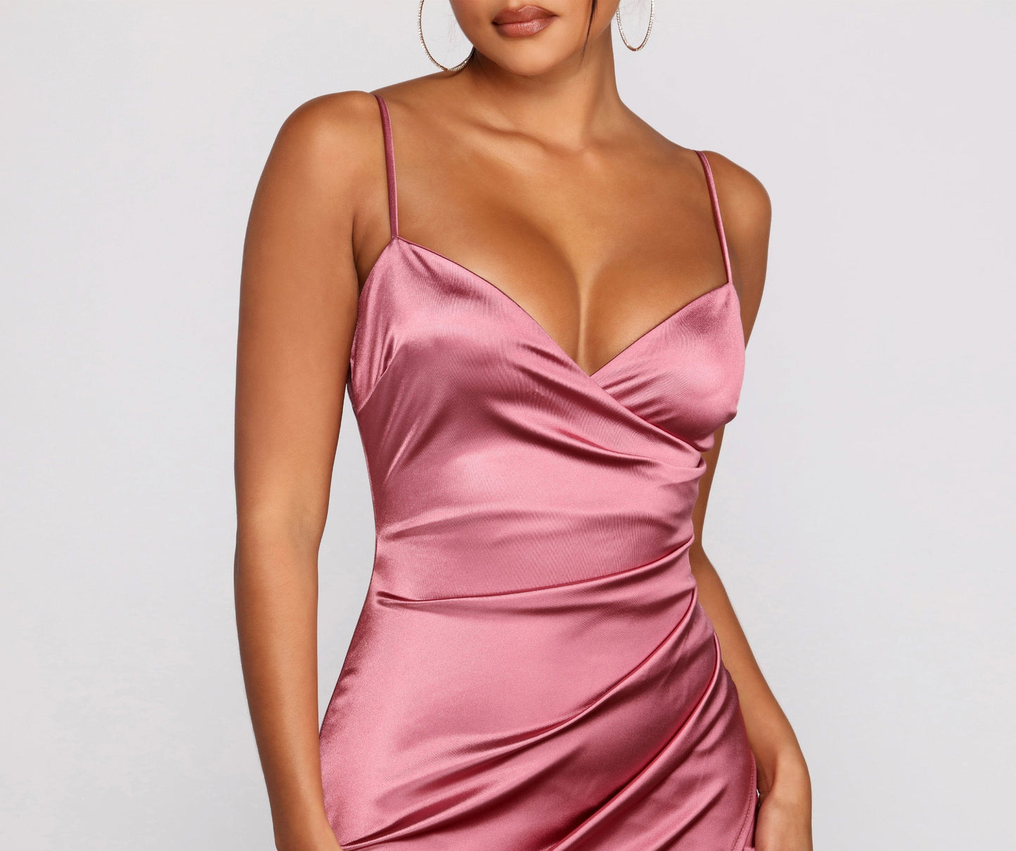 Wrapped In Sleek Charming Satin Mini Dress