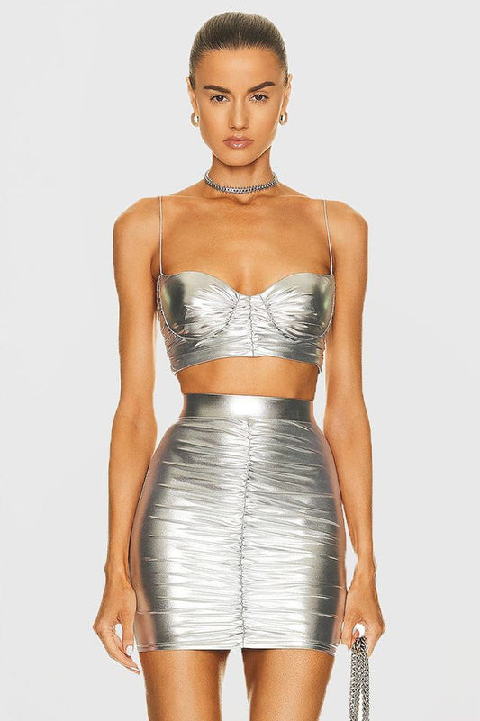 Bauer Ruched Bralette Charming + Riley Skirt Set