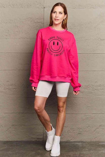 Size Full Face - Smiling Simply Graphic Sweatshirt Love