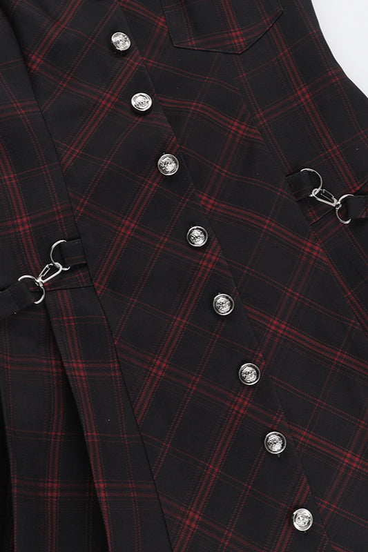 Punk Gothic Deep V Plaid Mini Dress