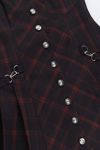 Punk Gothic Deep V Plaid Mini Dress