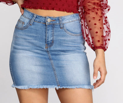 Sunz Out Frayed Denim Mini Skirt