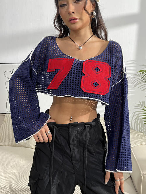 Patches Contrast Knit Cropped Top