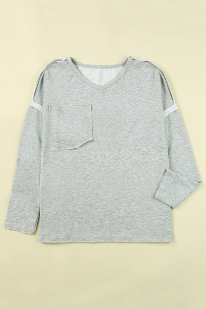 with - Arm Oversized Top Pockets Drop Gray