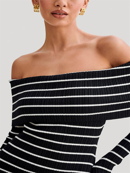 Carol Striped Knit Sweater Mini Dress