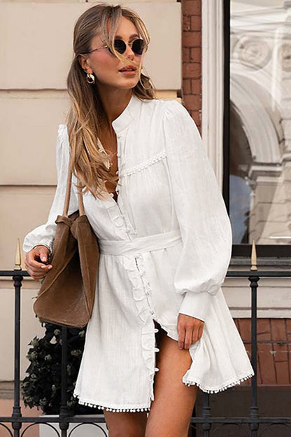 Tassel Sleeve Waisted Boho Dress