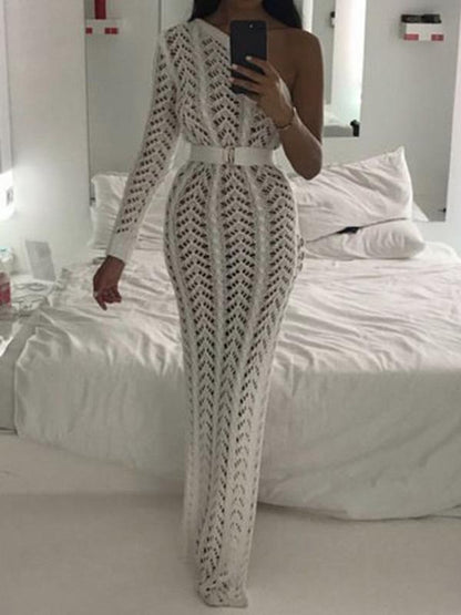 Shoulder Hollow Bandage Sweater Dress