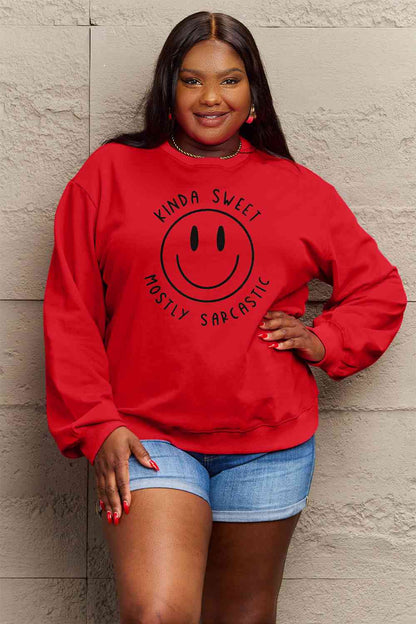 Size Full Face - Smiling Simply Graphic Sweatshirt Love