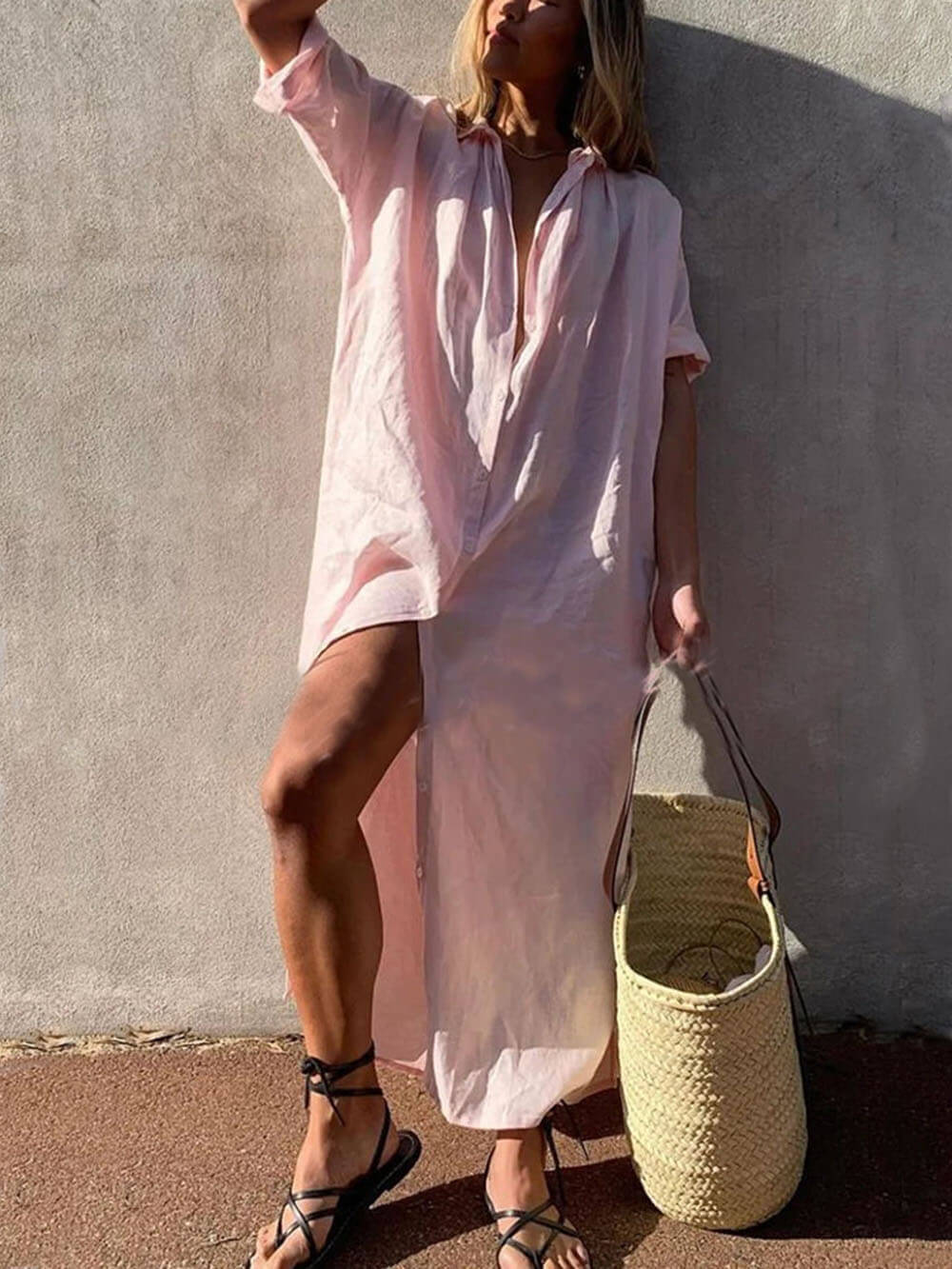 Simple Concept Stylish Maxi Shirt Dress