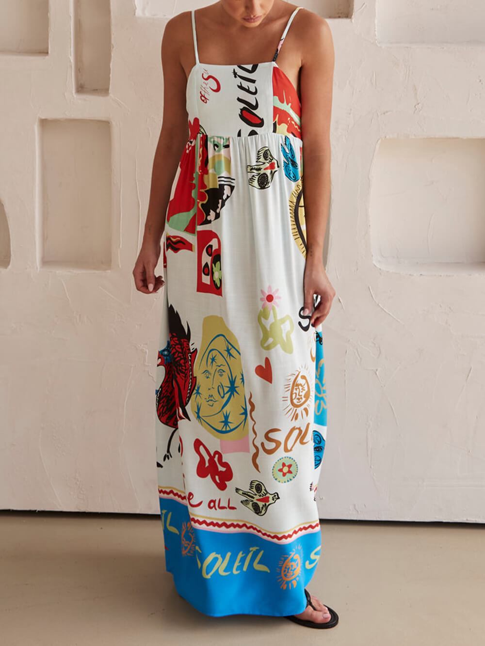 Refined Sensation Satin Charming Unique Print Maxi Dress