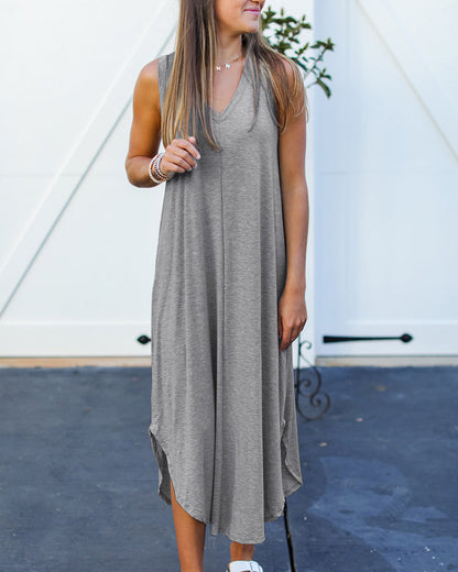 Solid Color Midi Dress