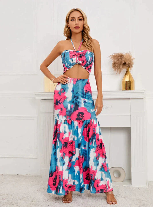 Bohemian Printed Top and Skirt Set