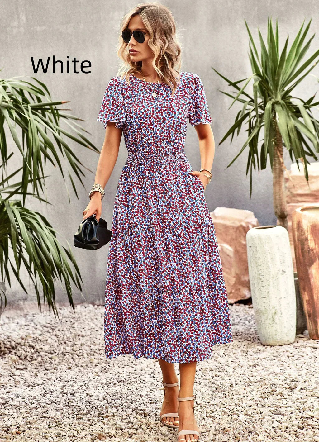 Summer Printed Short-Sleeve Dress