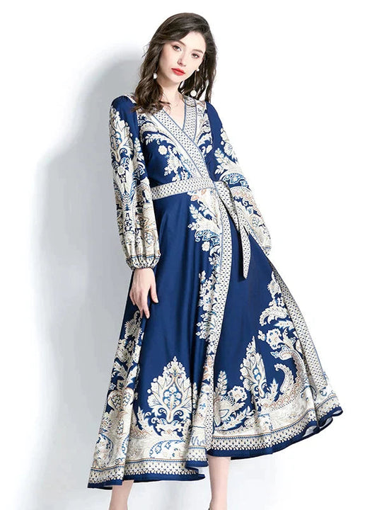 with Gown Patterned Lantern Sleeves