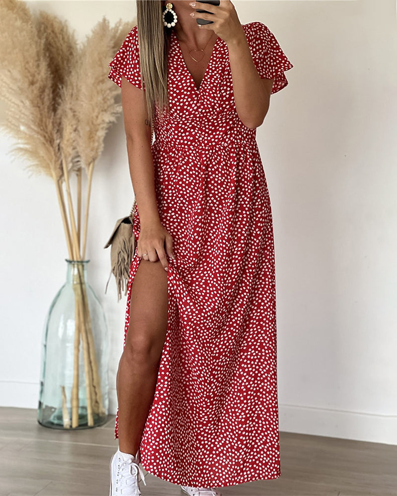 V-neck Maxi Dress with Print