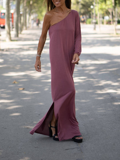 Side One Shoulder Charming Statement Maxi Dress