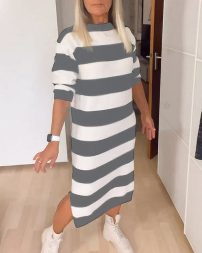 Striped Dress with Round Neck