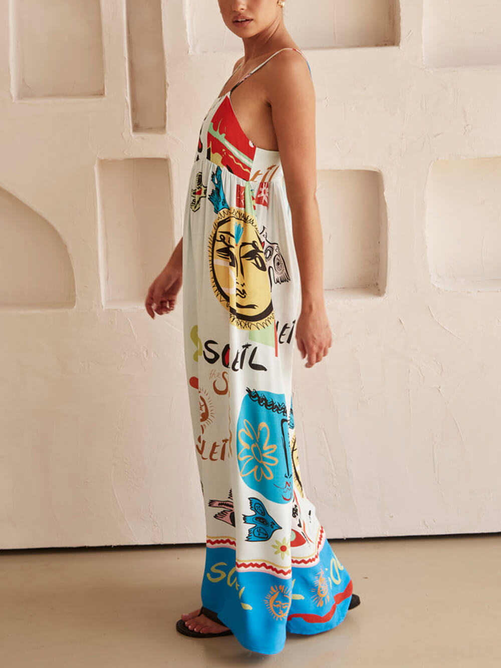 Refined Sensation Satin Charming Unique Print Maxi Dress