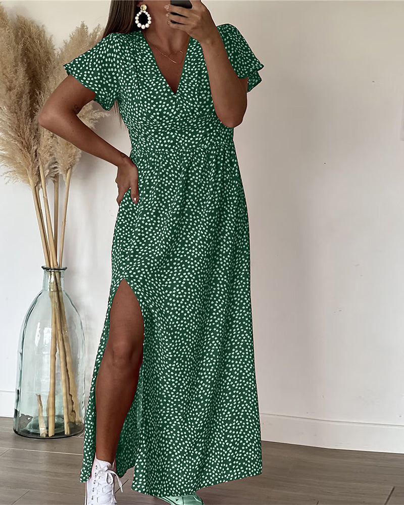 V-neck Maxi Dress with Print