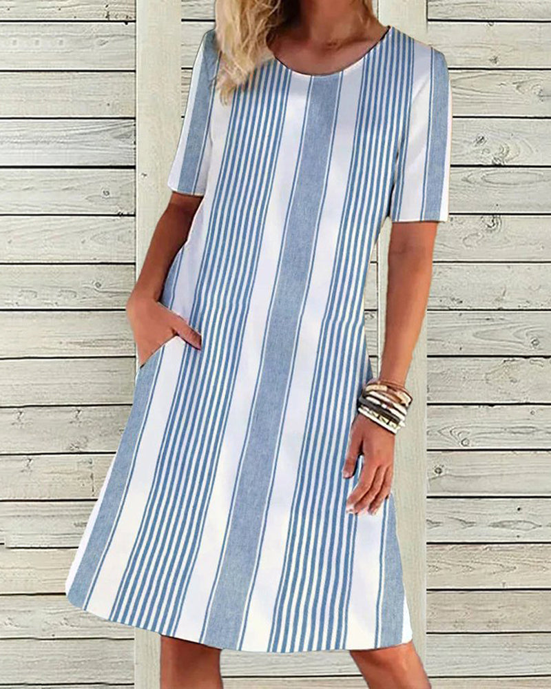 Round Neck Striped Dress