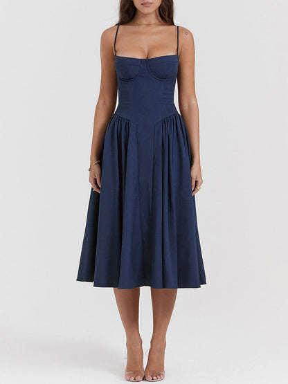 V-Neck Strapless Stylish Midi Dress