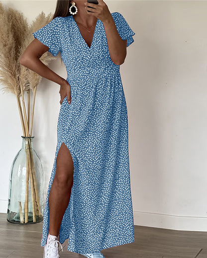 V-neck Maxi Dress with Print