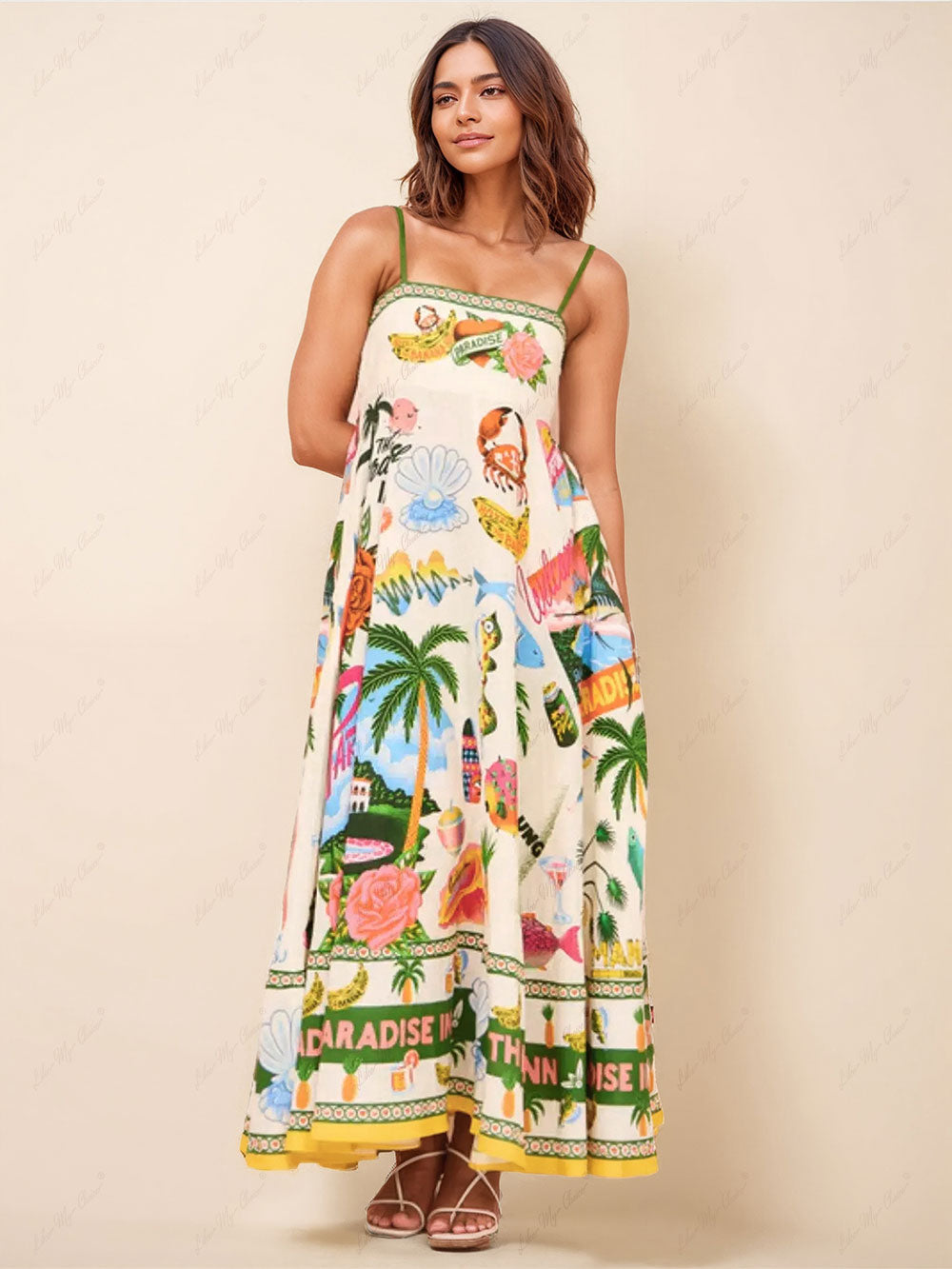 Unique Holiday Print Smocked Graceful Back Pocket Maxi Dress