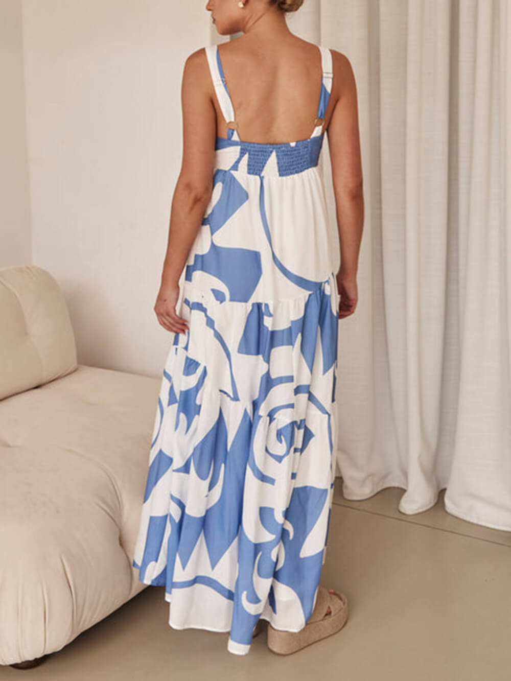 Bohemian Geometric Stylish Print Maxi Dress