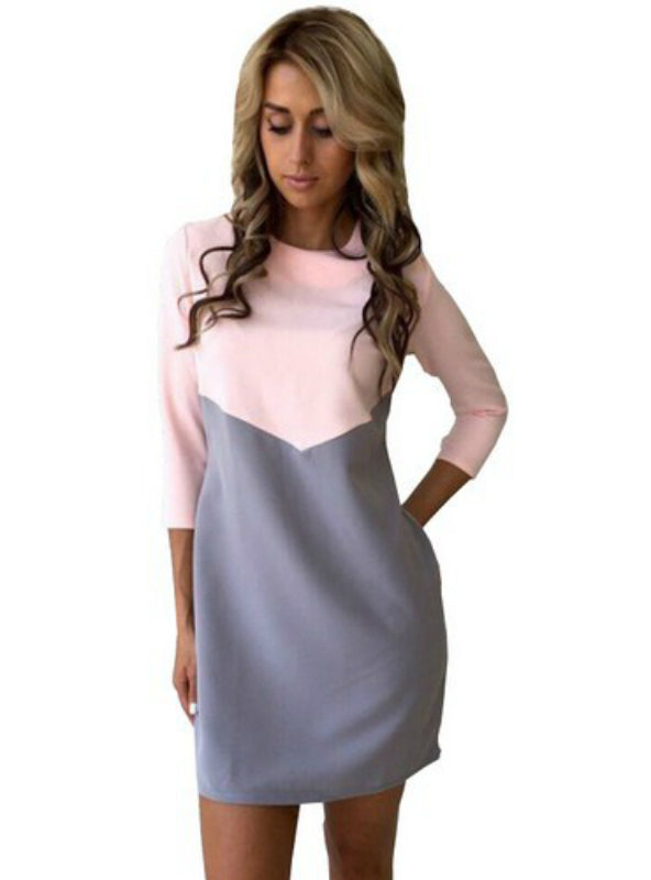 O-Neck Mini Dress with Three Quarter Sleeves