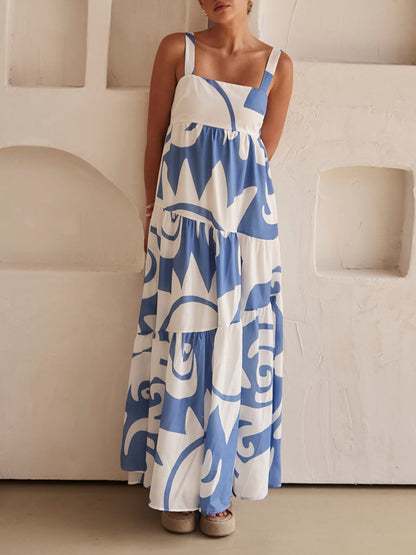 Bohemian Geometric Stylish Print Maxi Dress