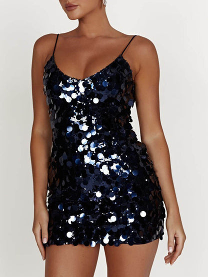 Sequin Strap Stylish Party Mini Dress