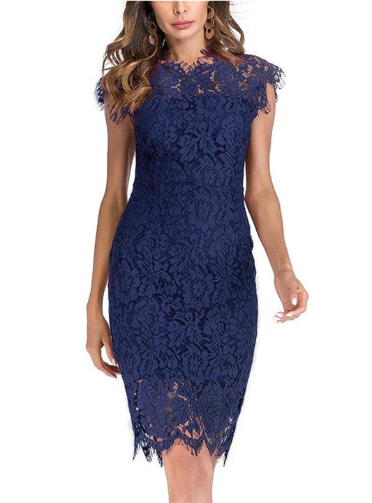 Bodycon Sleeveless Cocktail Dress with Floral Lace for Women