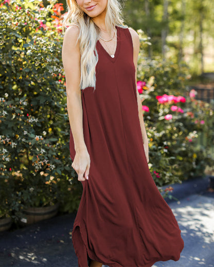 Solid Color Midi Dress