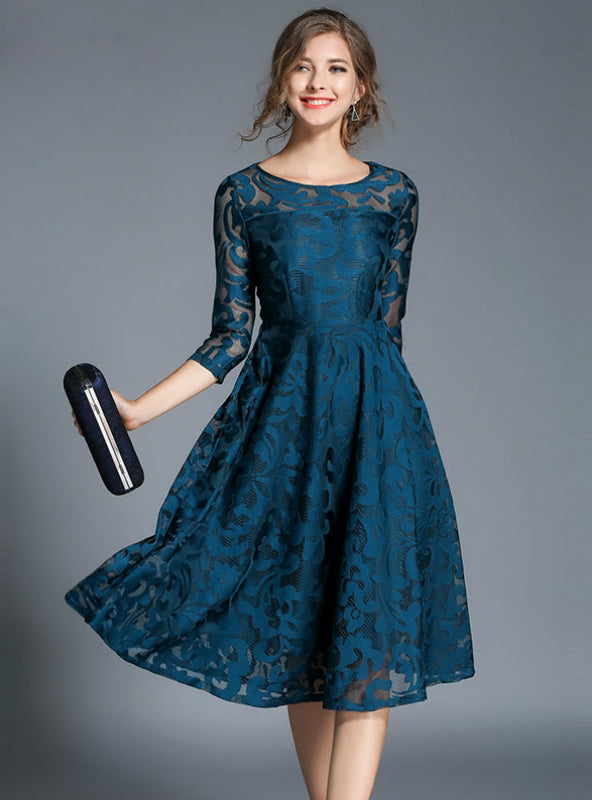 Slim Ladies Party Dress Casual Lace Dresses