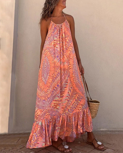 Slip dress with printed design