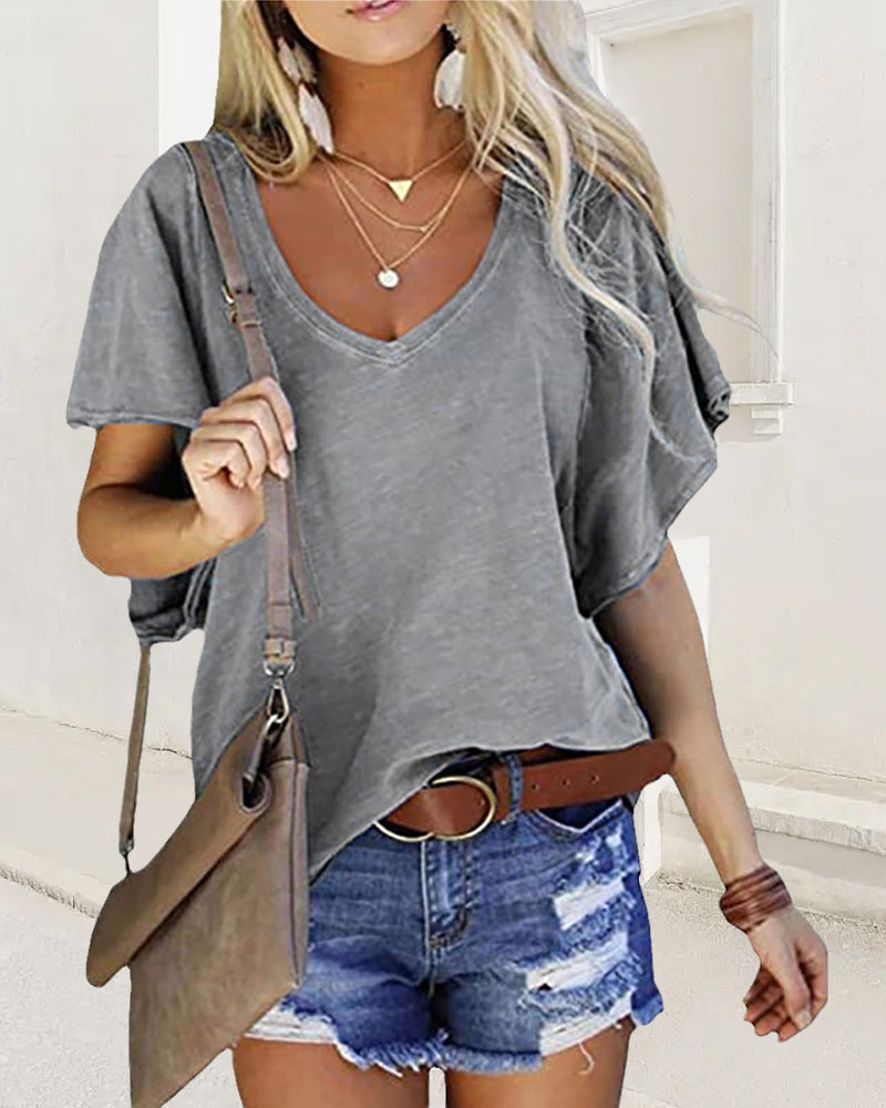 Ruffle Solid T-shirt in Arm Color