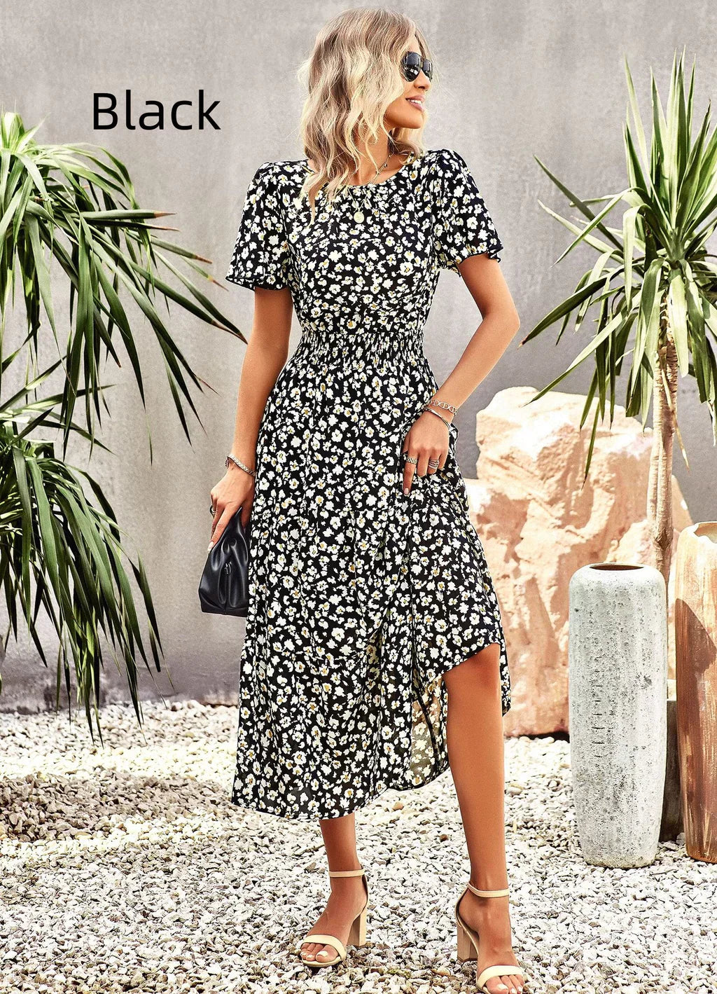 Summer Printed Short-Sleeve Dress