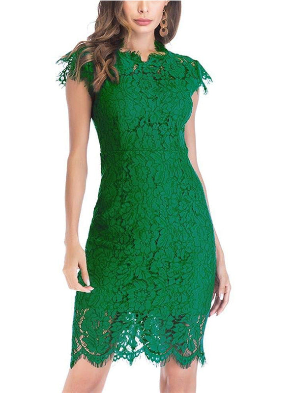 Bodycon Sleeveless Cocktail Dress with Floral Lace for Women