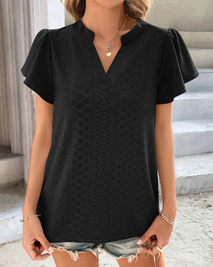 T-shirt Ruffle with V-neck Sleeves