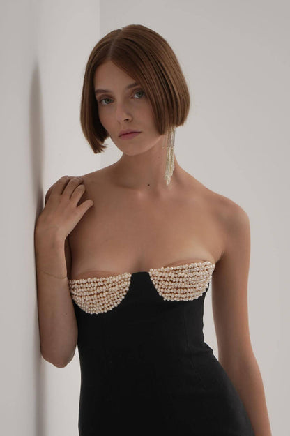 Baroque Pearl Stylish Chest Cup Dress