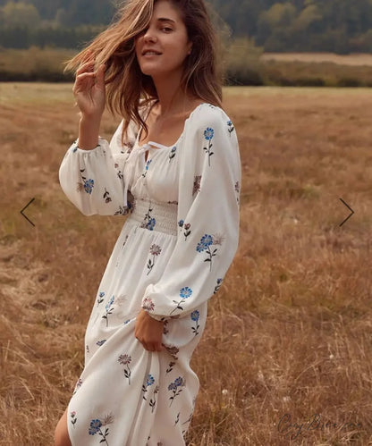 100% Cotton White Maxi Dress bohodress-250126