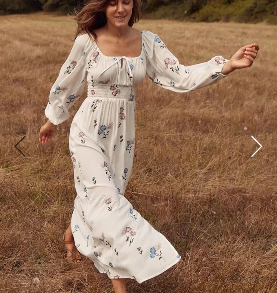 100% Cotton White Maxi Dress WHITE / S bohodress-250126
