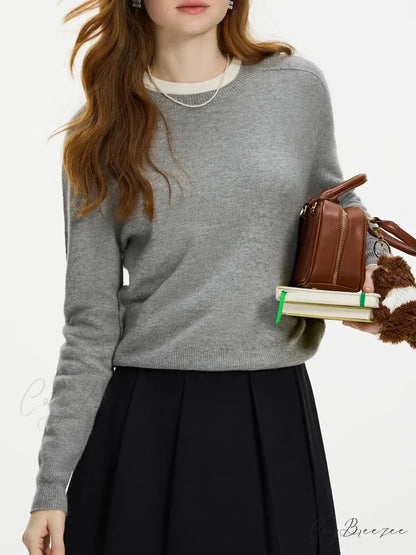 100% Wool Seamless Crew Neck Sweater swraters-241228