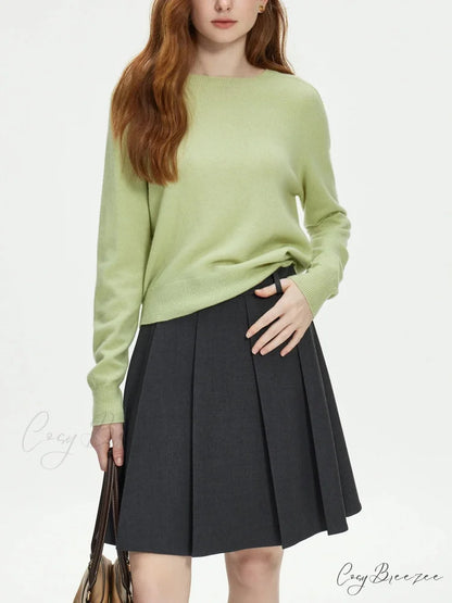 100% Wool Seamless Crew Neck Sweater swraters-241228
