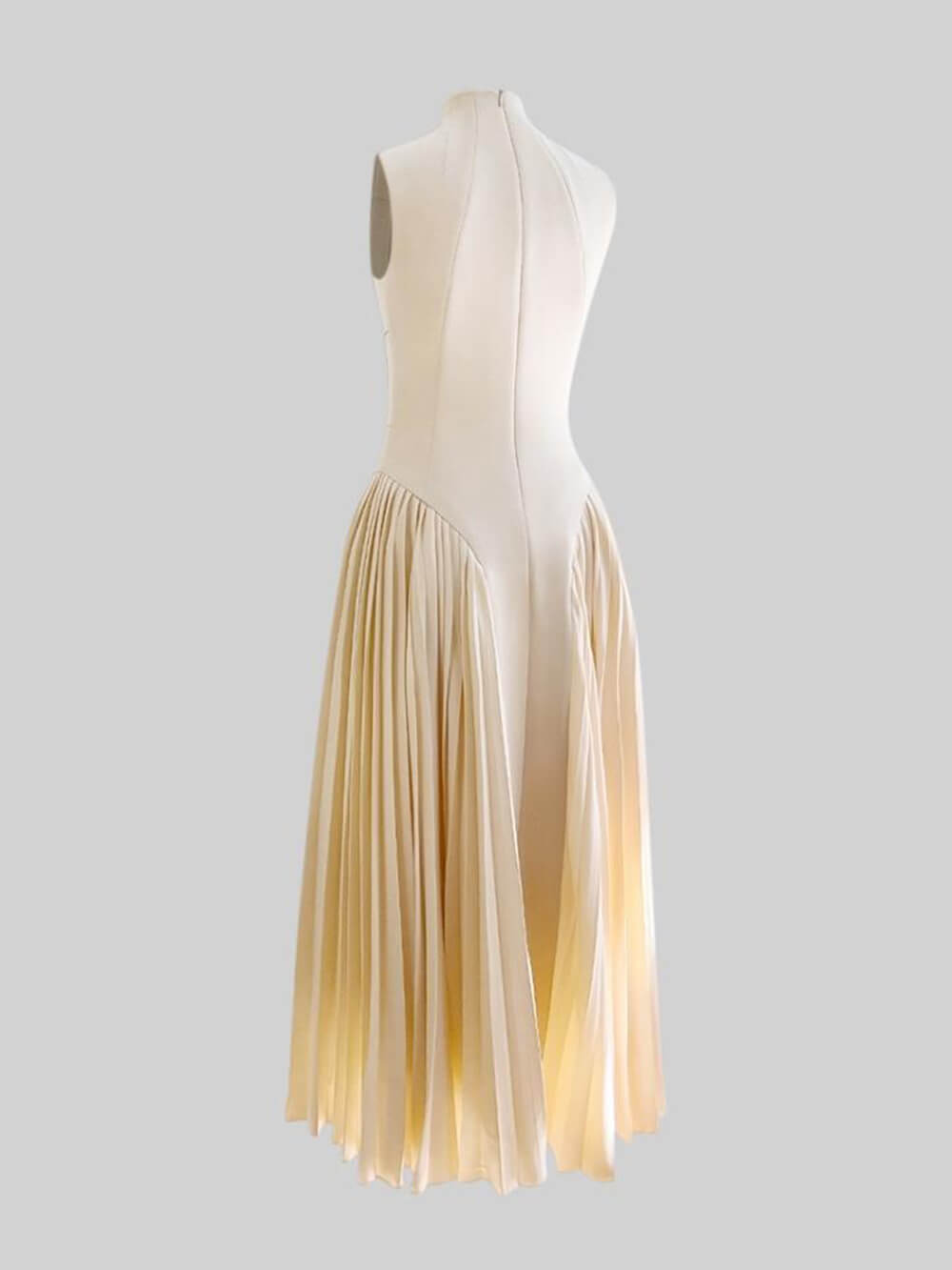 Unique Pleated Paneled Charming Sleeveless Midi Dress