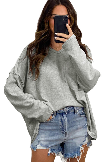 with - Arm Oversized Top Pockets Drop Gray