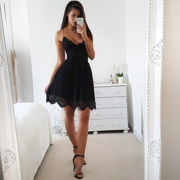 Cosybreezee - Charming Lace Ruffled Mini Dress