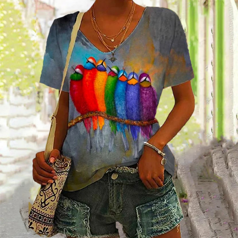 Bird Colorful Abstract T-Shirt in Design